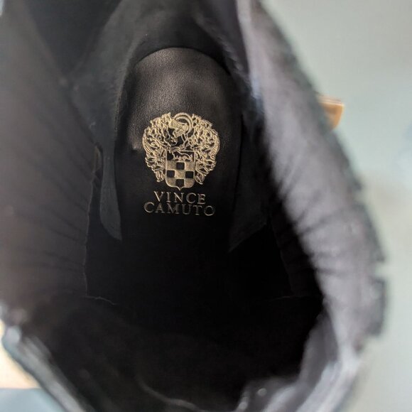 Vince Camuto black Suede Western Cowboy Bootie Chunky Heel - Picture 15 of 15